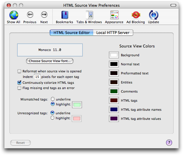 Source View Preferences